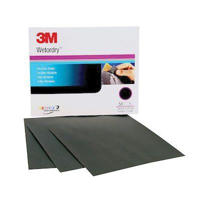 Wetordry™ 02040 213Q Series Abrasive Sheet, 9 in W x 11 in L, P320 Grit, Medium Grade, Black, Wet/Dry