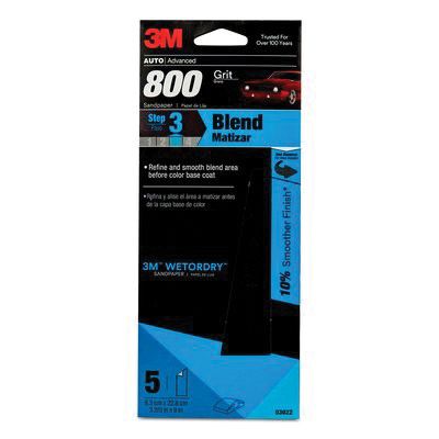 Wetordry&trade; 03022 Sandpaper, 3-2/3 in W x 9 in L, 800 Grit, Silicon Carbide Abrasive, Black, Wet/Dry