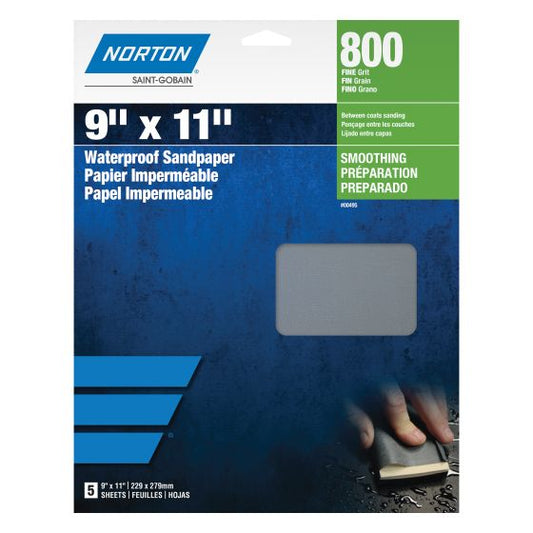 Norton 00495 P800 waterproof sandpaper five-sheet package