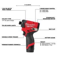 Milwaukee 3453-22 M12 FUEL 1/4" Hex Impact Driver Kit