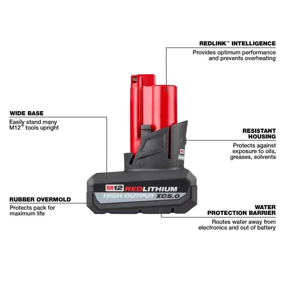 Milwaukee 48-11-2450 M12 REDLITHIUM High Output XC 5.0 Battery Pack