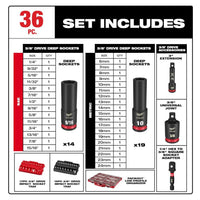 Milwaukee 49-66-6805 PACKOUT SHOCKWAVE 36-Piece Impact Duty Socket Set