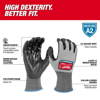 Milwaukee Cut Level 2 High Dexterity Polyurethane Dipped Gloves - XL