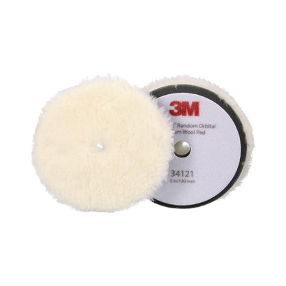 3M™ Perfect-It™ 34121 Random Orbital Compounding Pad, 5 in Dia, Medium, Hook and Loop Attachment, Wool Pad, White