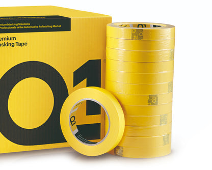 Q1 Premium yellow automotive masking tape rolls with product packaging
