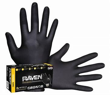 SAS™ Raven Nitrile 6 mil, 66518, Large, Powder-Free Disposable Gloves, Pack of 100