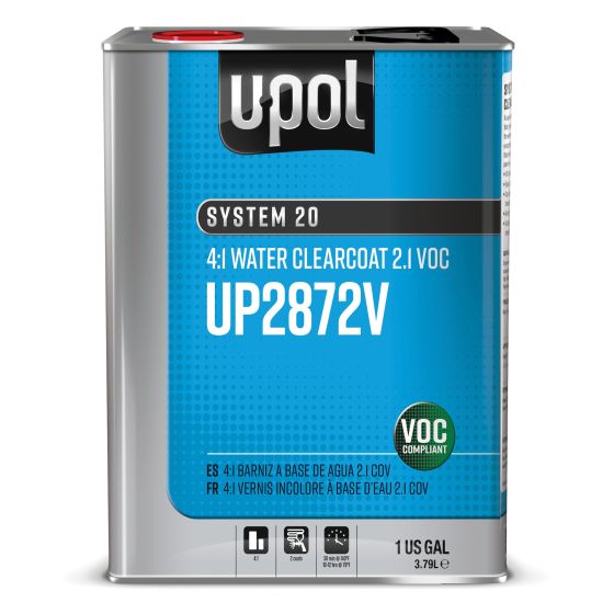 U-POL® SYSTEM 20 UP2872V Water Clearcoat, 1 gal Tin, 4:1 Mixing - U-POL UP2872V