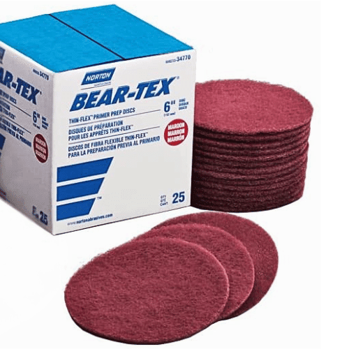 Norton® Bear-Tex® 34770 Thin-Flexible Disc, 320/400 Grit, Very Fine Grade, Maroon